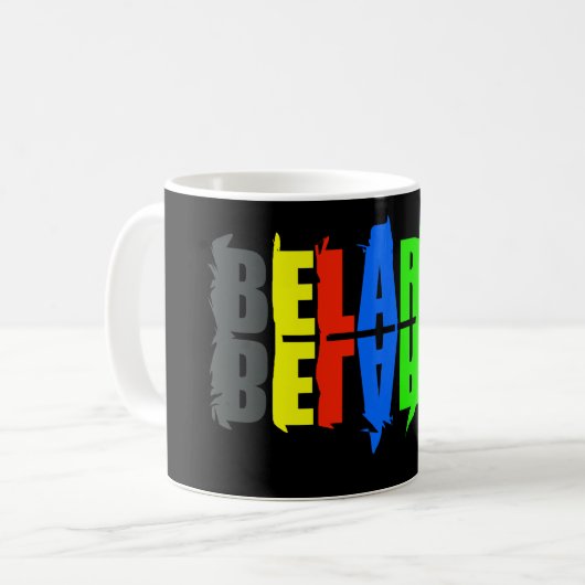 Mug Biélorussie Colorful Happy Lettres (Devant gauche)