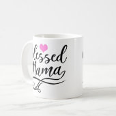 Mug Bienheureuse maman, texte blanc (Devant gauche)