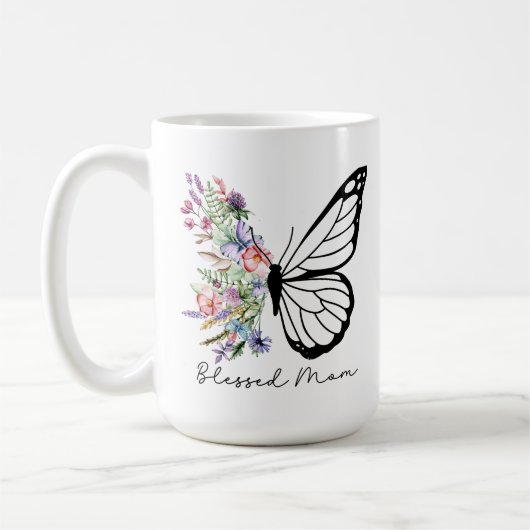 Mug Bienheureux maman papillon floral (Gauche)