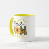 Mug Bienheureux maman tournesol à deux tons (Devant gauche)