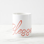 Mug Bienheureux Texte de foi Orange Blanc Thankful Gra (Centre)