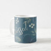Mug Bienheureux Turquoise Religieux Moderne Aquarelle (Devant gauche)