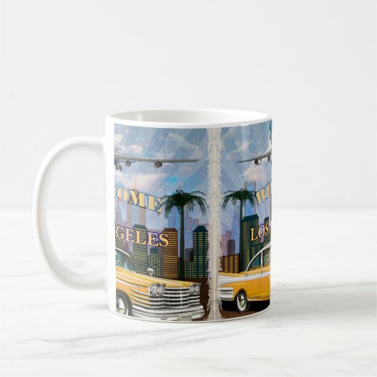 Mug Bienvenue à l'affiche rétro de Los Angeles. (Gauche)