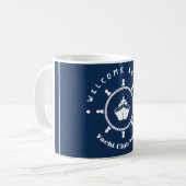 Mug Bienvenue Ancre Bleue Nautique Bateau à voile Cust (Devant gauche)