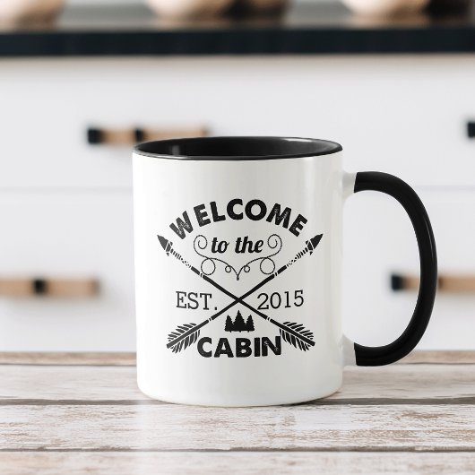 Mug Bienvenue au Cabine | Maison de campagne rustique