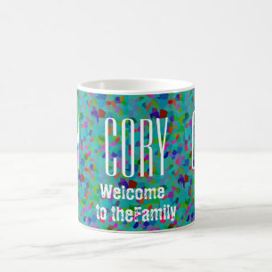 Mug Bienvenue dans la famille personnalisée avec le n