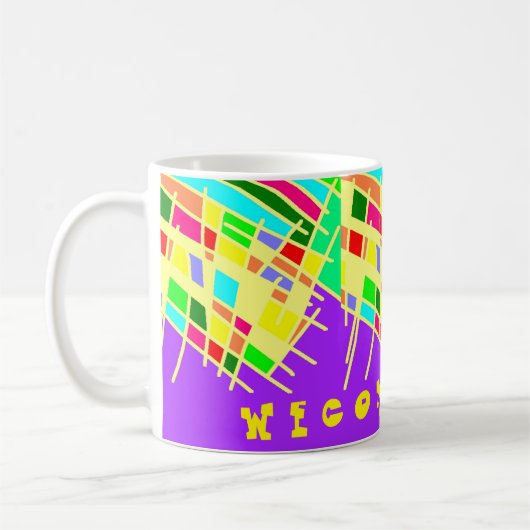 Mug Bienvenue maison brite splash art et message (Gauche)