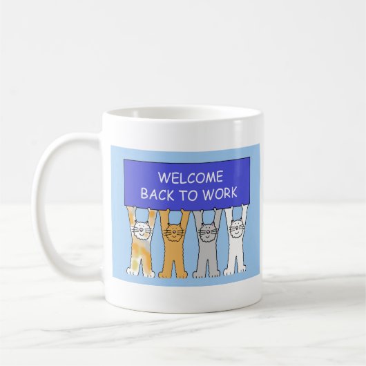 Mug Bienvenue Retour au travail Cartoon Cats (Gauche)