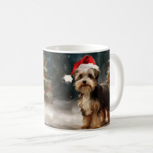 Mug Biewer Terrier Chien dans Noël de neige (Devant droit)