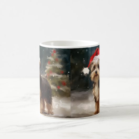 Mug Biewer Terrier Chien dans Noël de neige (Centre)