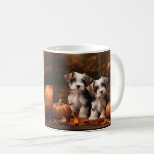 Mug Biewer Terrier Chiot Automne Citrouille délice (Devant droit)