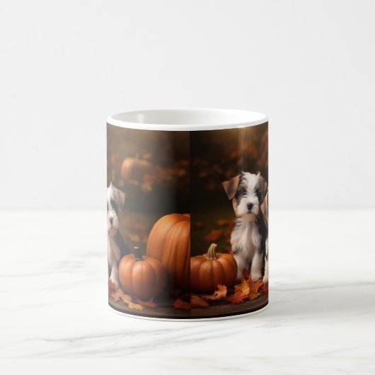 Mug Biewer Terrier Chiot Automne Citrouille délice (Centre)
