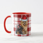 Mug Biewer Terrier Dog et un Red Holiday Plaid (Gauche)
