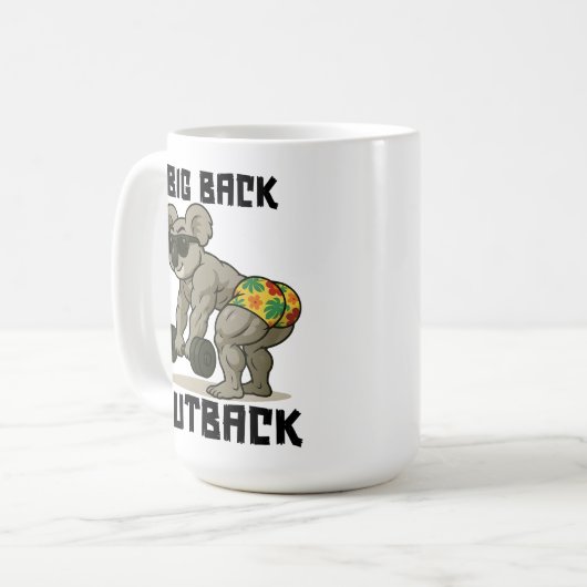 Mug Big Back Outback – Funny Koala Gym Deadlift Design (Devant gauche)