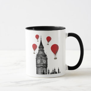 Mug Big Ben et ballons à air d'un rouge ardent