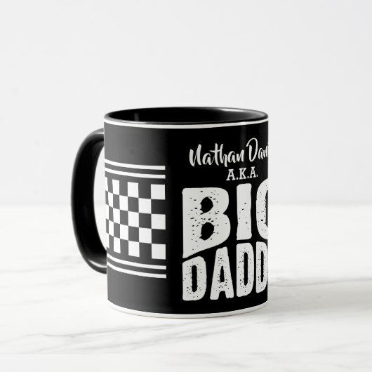 Mug Big Daddy avec votre nom en texte blanc sur fond n (Devant gauche)