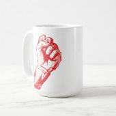 Mug Big Red lève le poing avec défi (Devant gauche)