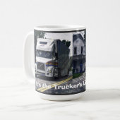 Mug Big Rig Camion de transport blanc pour camions et  (Devant gauche)