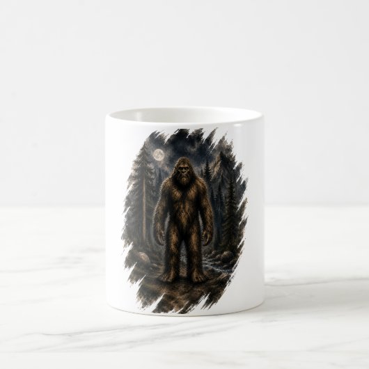 Mug Bigfoot au Clair de Lune Forêt Aquarelle Cryptide  (Centre)