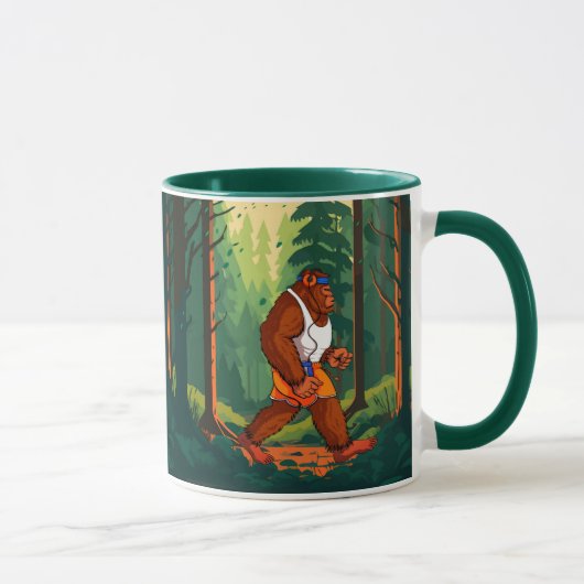 Mug Bigfoot Café de routine de jogging dans la forêt d (Droite)