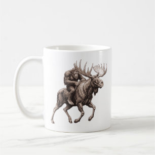Mug Bigfoot chevauchant un orignal