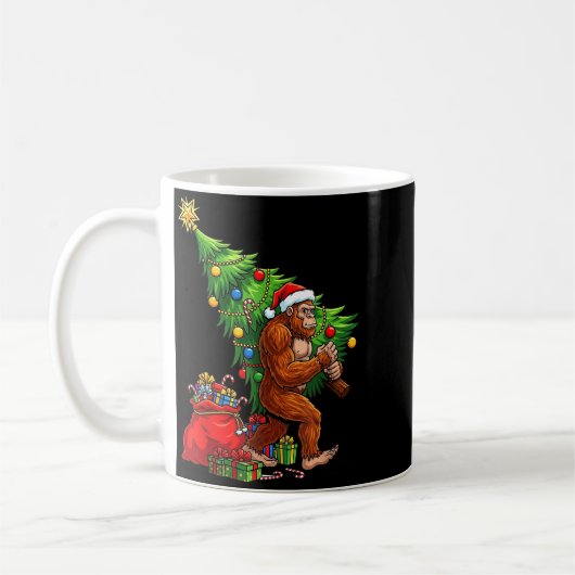 Mug Bigfoot Christmas Tree Xmas Lights Funny Sasquatch (Gauche)