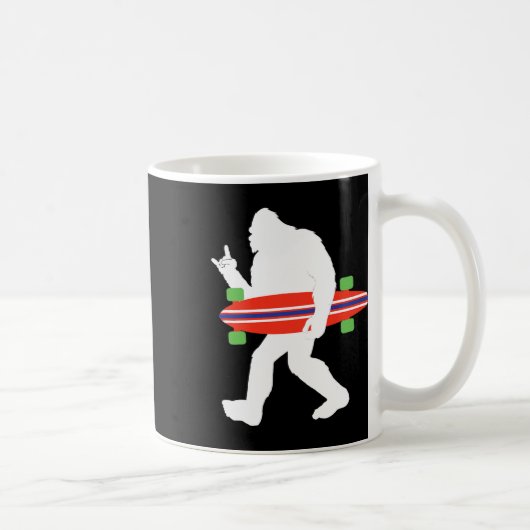Mug Bigfoot drôle avec skateboard longboard (Droite)