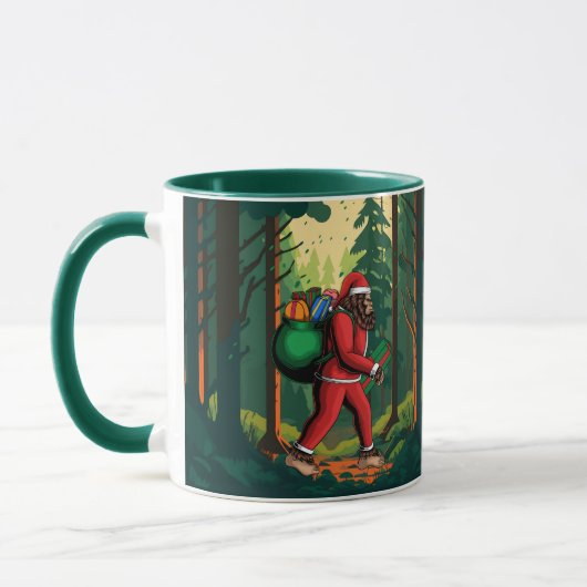 Mug Bigfoot Père Noël Forêt Livrer Des Présentations D (Gauche)