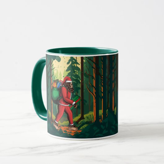 Mug Bigfoot Père Noël Forêt Livrer Des Présentations D (Devant gauche)