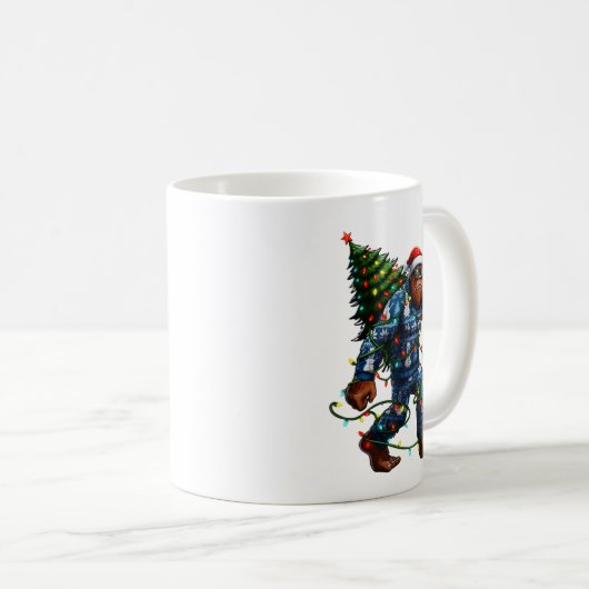 Mug Bigfoot Sasquatch Christmas Tree Santa Hat Lights (Devant droit)