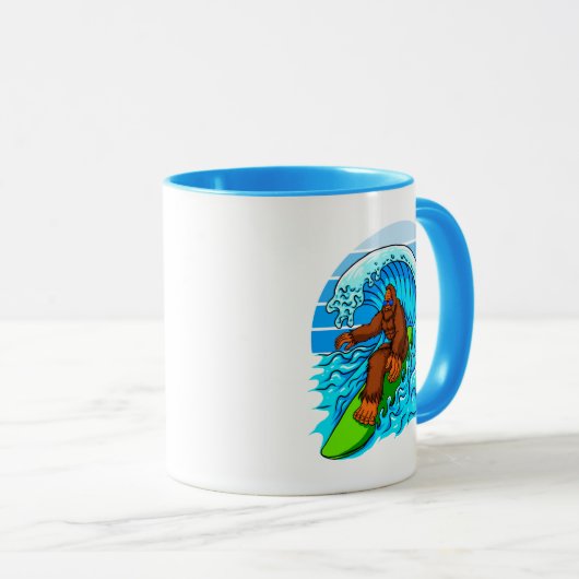 Mug Bigfoot Surf Riding The Waves Fun Sasquatch (Devant droit)