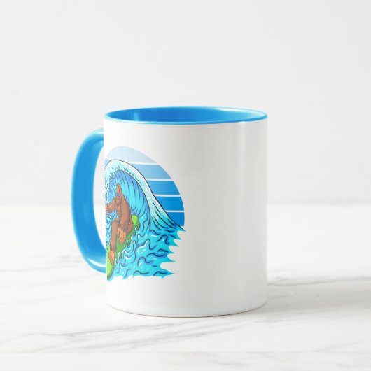 Mug Bigfoot Surf Riding The Waves Fun Sasquatch (Devant gauche)