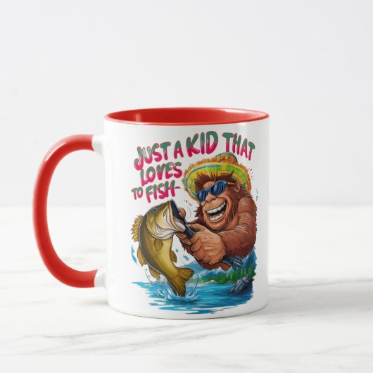 Mug Bigfoots Juste un enfant qui aime pêcher (Gauche)