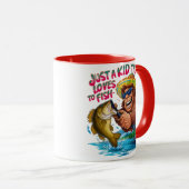 Mug Bigfoots Juste un enfant qui aime pêcher (Devant droit)
