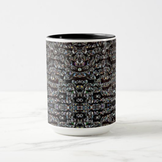 Mug Bijou en diamant motif élégant argent noir (Centre)