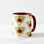 MUG BIJOUX DE COEUR CELTIQUE D'OR AVEC GAMMES DE RUBY (Devant droit)