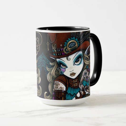 Mug Bijoux et ange de Vern Steampunk avec le familier (Devant droit)