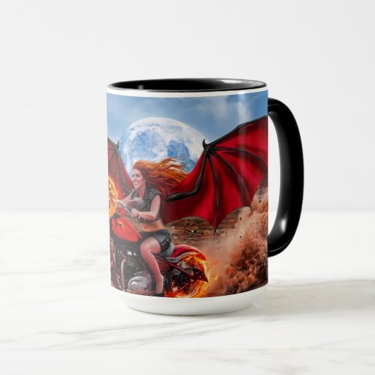 Mug Biker Babe Vampire Foxlla Fougueuse (Devant droit)