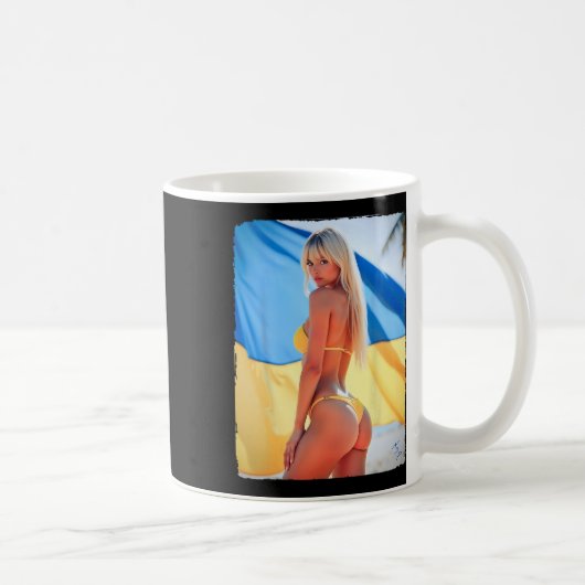 Mug Bikini Bybe - Y Blonde Bybe Et Drapeau Ukrainien (Droite)
