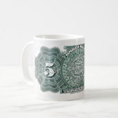 Mug Billet de banque de pesos du Mexique 5, calendrier (Devant gauche)