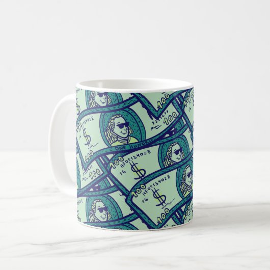 Mug Billets de dollar : motif d'argent continu (Devant gauche)
