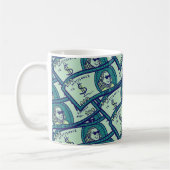 Mug Billets de dollar : motif d'argent continu (Gauche)