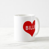 Mug BILLIE NOM Cœur d'amour rouge (Devant droit)