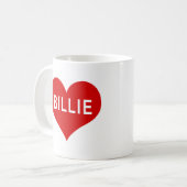 Mug BILLIE NOM Cœur d'amour rouge (Devant gauche)