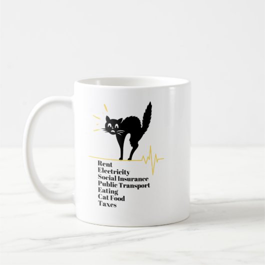 Mug Bills de chat effrayé Surprisé Chat Drôle Chat Vis (Gauche)