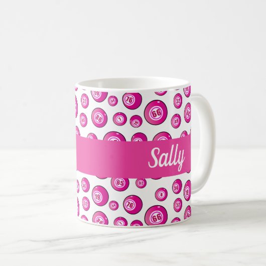 Mug Bingo Balls Rose Personnalisé (Devant droit)