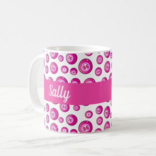 Mug Bingo Balls Rose Personnalisé (Devant gauche)