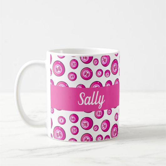 Mug Bingo Balls Rose Personnalisé (Gauche)