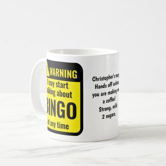 Mug Bingo Funny Personalized Warning (Devant gauche)