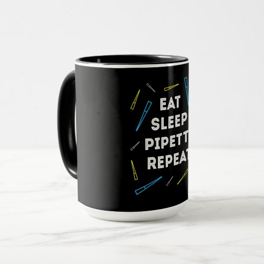 Mug Biologie amusante Manger Pipette de sommeil Répéte (Devant gauche)
